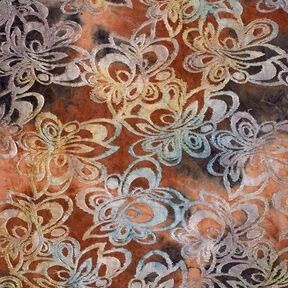 Jacquard Jersey Blumen mit Batik – burgunder/steingrau, 