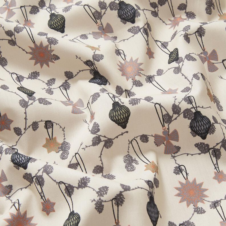 Baumwollstoff Popeline Scandi-Baumschmuck – hellbeige, image number 2