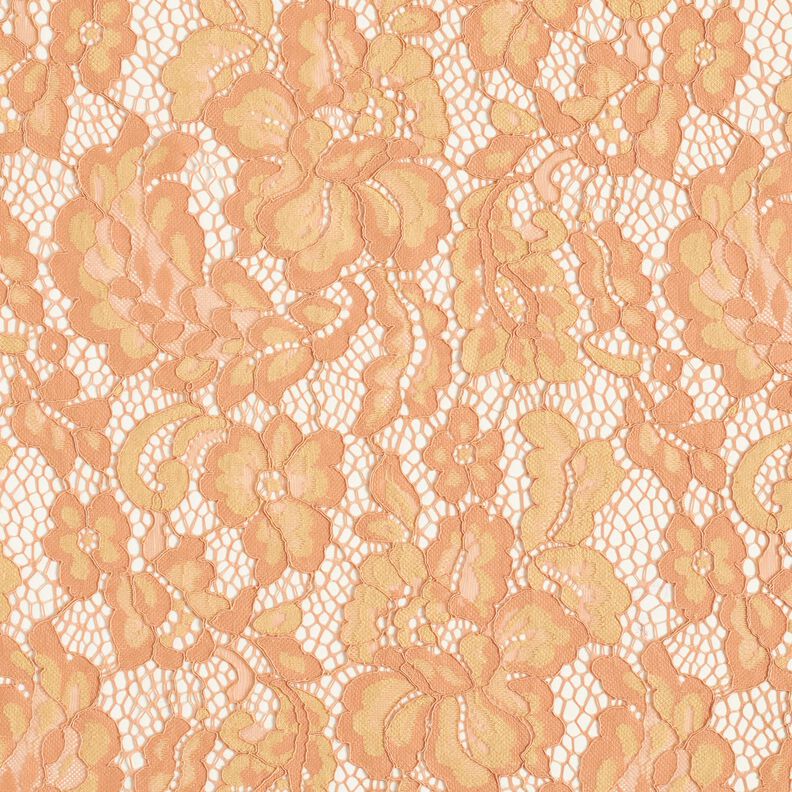 Spitzenstoff romantische Blumen – lachs/vanillegelb,  image number 1