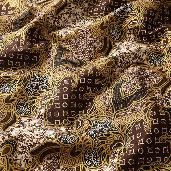 Baumwollstoff üppige Ornamente – braun/gold