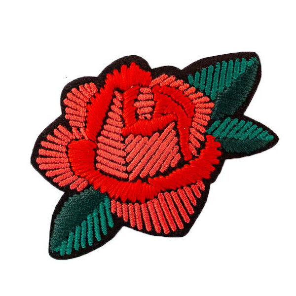 Applikation Rose [ 5,5 x 8,5 cm ] – rot/grün,  image number 1