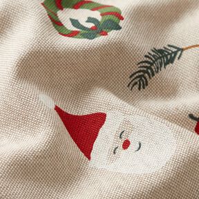 Dekostoff Halbpanama Weihnachtsdeko Mix – natur/rot, 