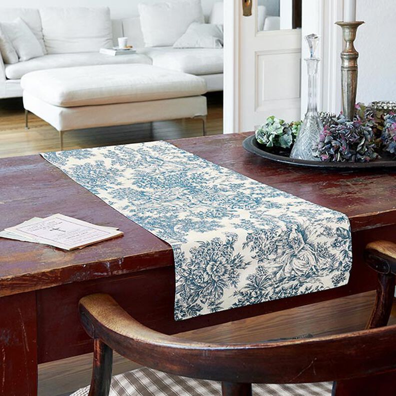 Dekostoff Canvas Toile de Jouy 280 cm – blau,  image number 8