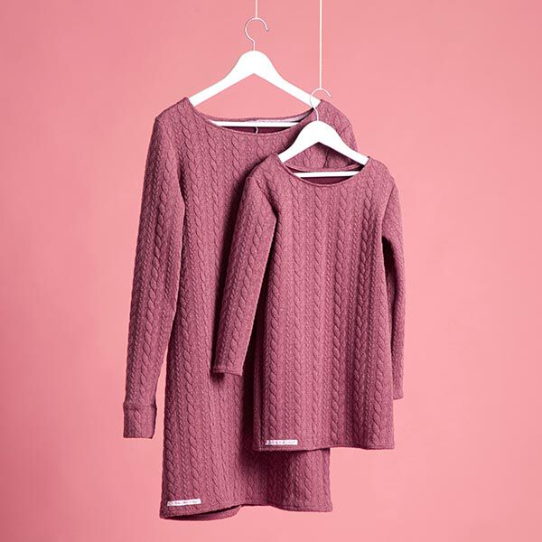 Jerseyjacquard Cloqué Zopfmuster – himbeerrot | Reststück 70cm