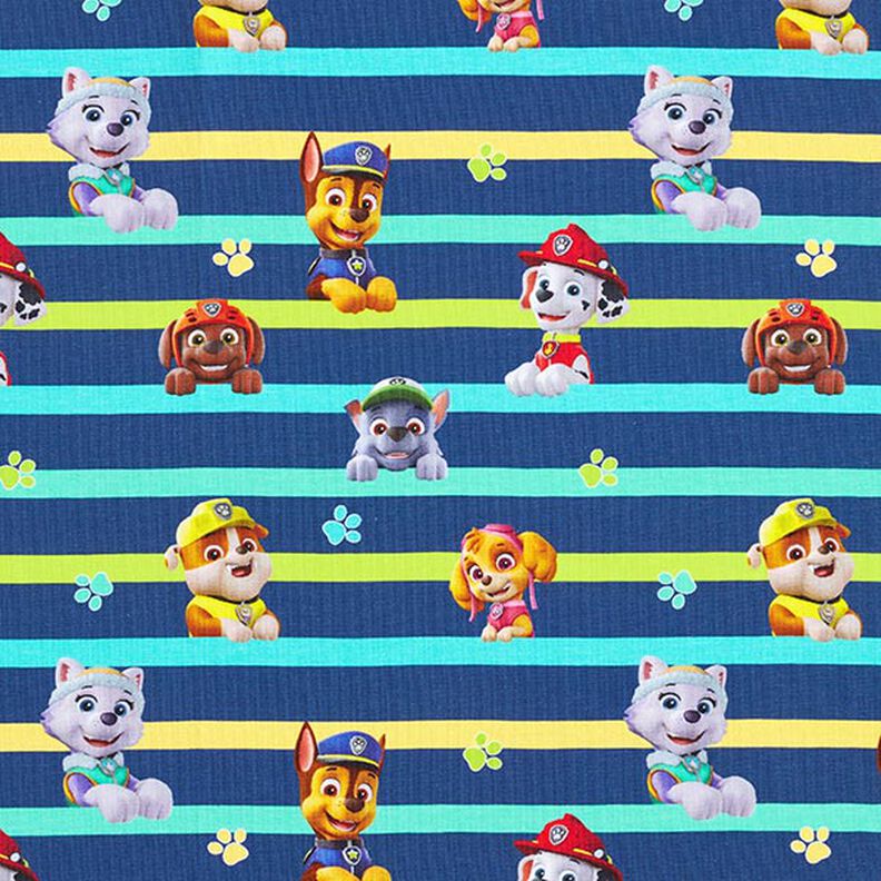 Baumwolljersey Lizenzstoff Paw Patrol gestreift | Viacom – marineblau,  image number 1