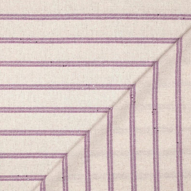 Leinen-Mix Streifen und mini Pailletten &ndash; natur/flieder,  image number 4