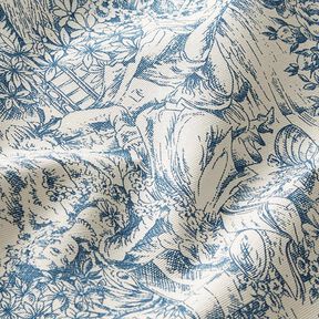 Dekostoff Canvas Toile de Jouy 280 cm – blau, 