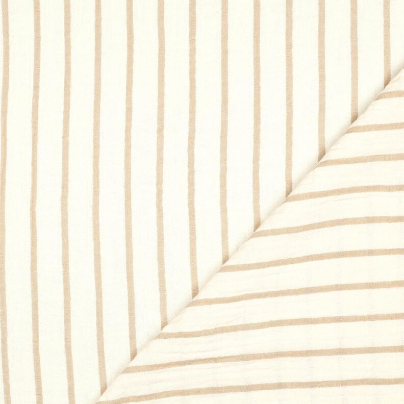 Musselin/ Doppel-Krinkel Gewebe garngefärbte Streifen  | Poppy Fabrics – mandel/wollweiss,  image number 4