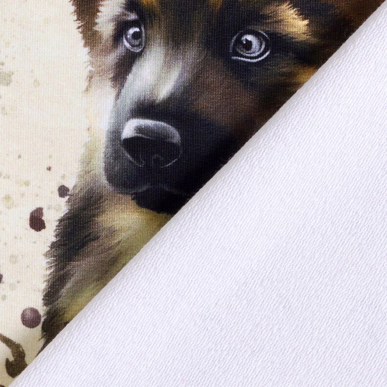 French Terry Sommersweat Schäferhund Panel | Glitzerpüppi – hellbeige,  image number 4