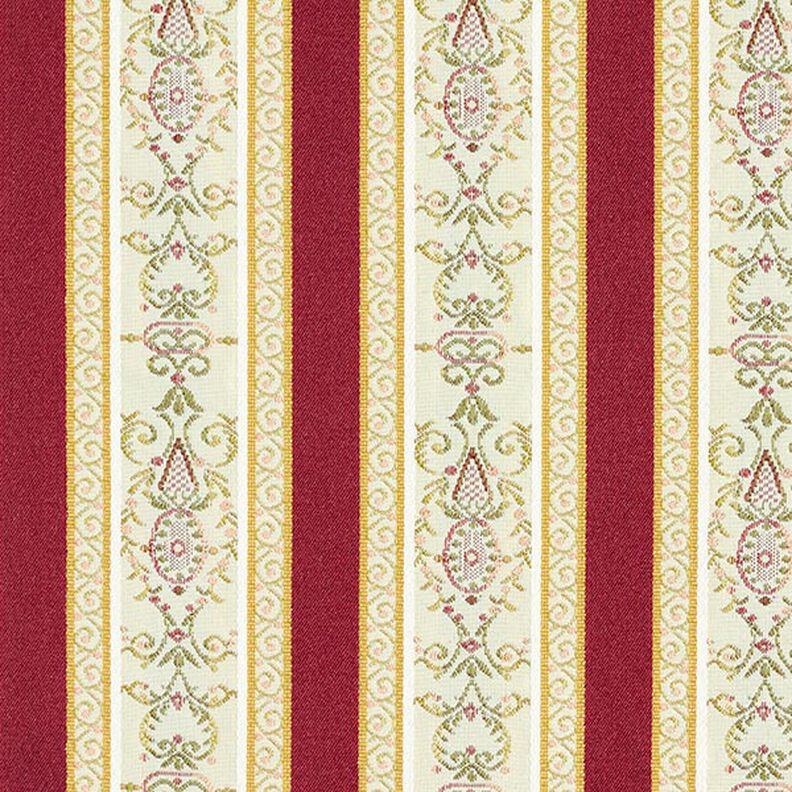 Möbelstoff Jacquard Biedermeier Streifen – creme/rot,  image number 1