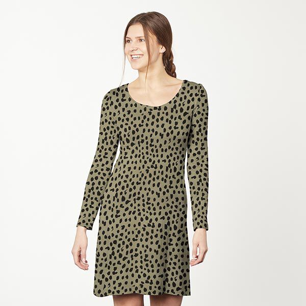 Viskosejersey Leopunkte – khaki/schwarz, image number 6