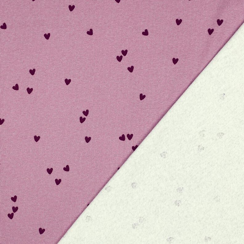 Rippenjersey verstreute Herzen | Poppy Fabrics – pastellviolett/merlot,  image number 4