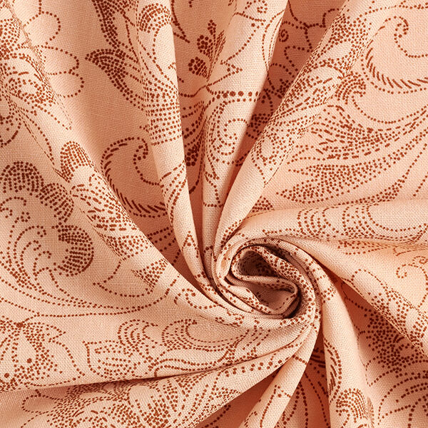 Leinen-Viskose-Mix üppige Blumenzeichnung – apricot, image number 3