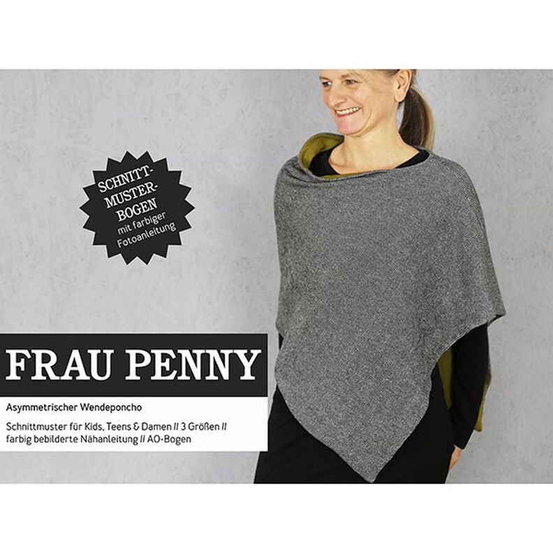 FRAU PENNY asymmetrischer Wendeponcho | Studio Schnittreif | Onesize,  image number 1