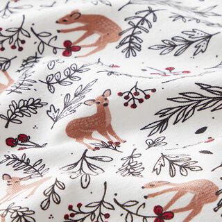 Baumwolljersey Rehe im Wald – weiss, 