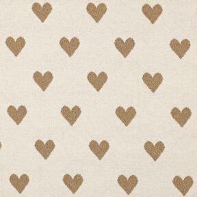 Jacquard Jersey Glitzer-Herzen | Poppy Fabrics – natur/gold metallic, 