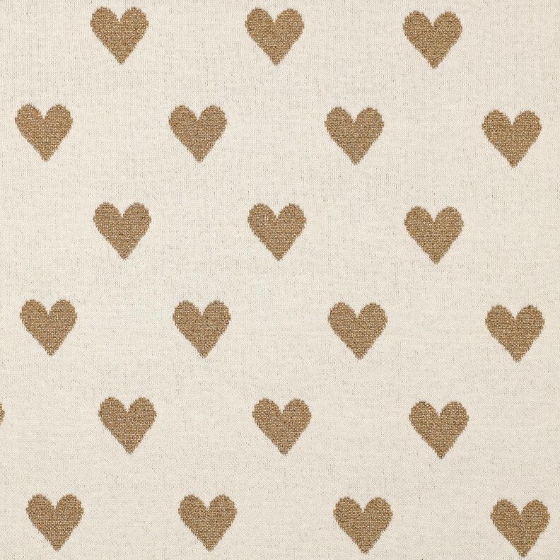 Jacquard Jersey Glitzer-Herzen | Poppy Fabrics – natur/gold metallic,  image number 1