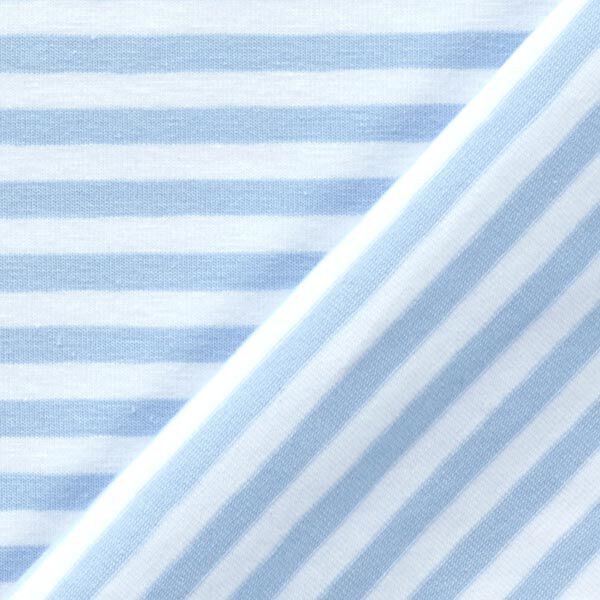 Baumwolljersey schmale Streifen – babyblau/weiss | Reststück 50cm