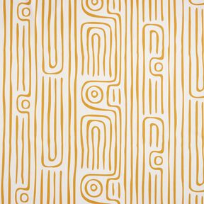 Dekostoff Halbpanama abstraktes Streifenmuster – senf/natur, 