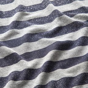 Jersey Glitzer Querstreifen – hellgrau/marineblau, 