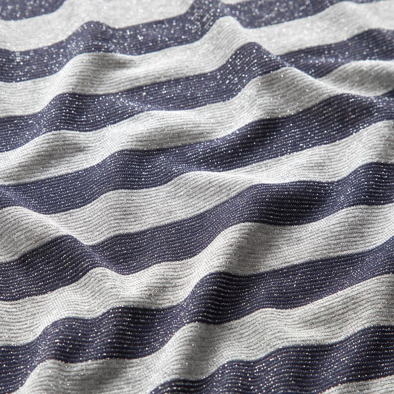 Jersey Glitzer Querstreifen – hellgrau/marineblau,  image number 2