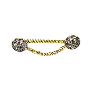 Metallknopf-Set mit Kette - gold metallic, 