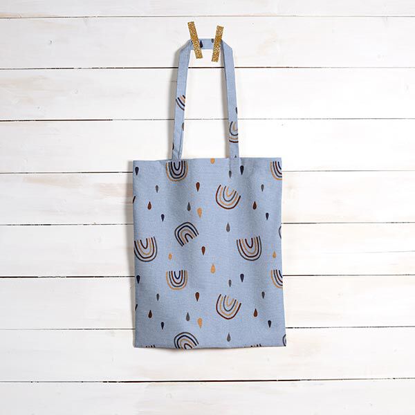 Dekostoff Canvas Regenbogen – jeansblau | Reststück 50cm