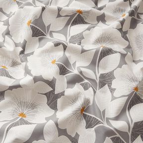 Dekostoff Halbpanama große Blumen 280 cm – grau, 