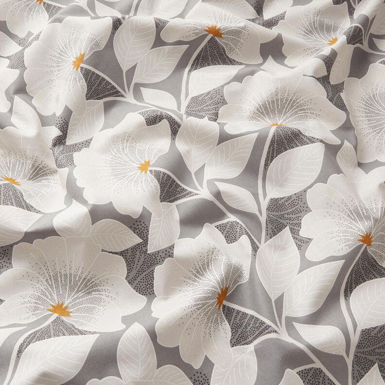 Dekostoff Halbpanama große Blumen 280 cm – grau,  image number 2