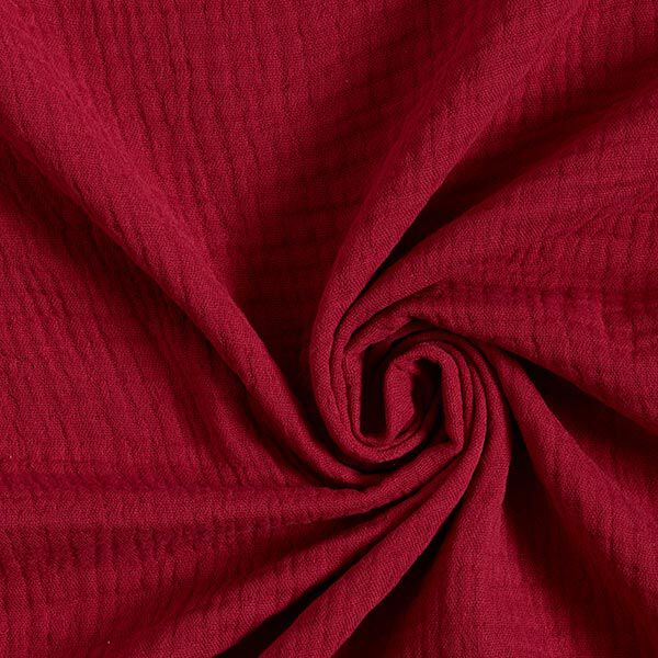 GOTS Dreilagiger Baumwoll-Musselin – karminrot | Reststück 100cm