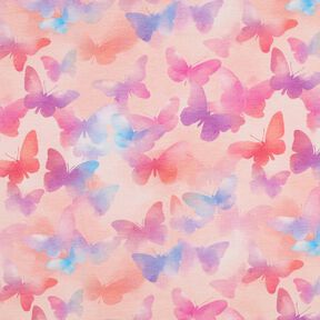 Baumwolljersey bunte Schmetterlinge Digitaldruck | Poppy Fabrics – rosé/blau, 