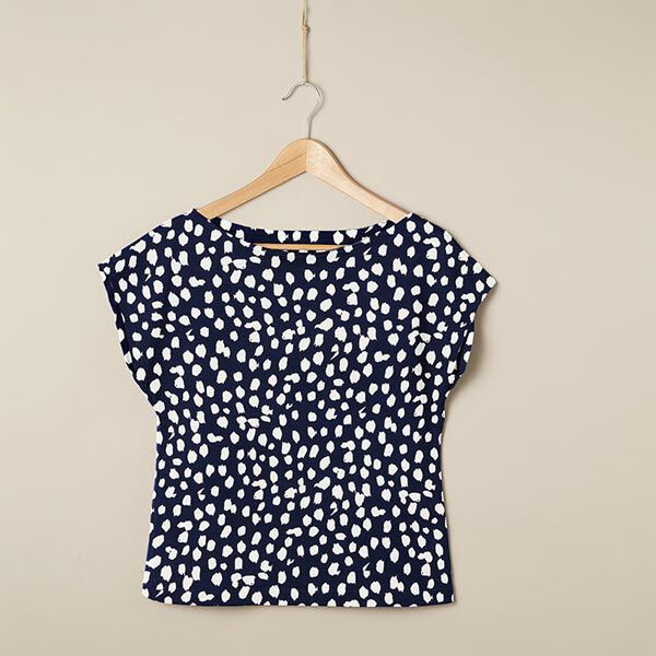 Viskosejersey Leopunkte – marineblau/weiss, image number 7