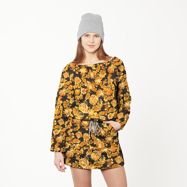 Interlockjersey Barockblumen – schwarz/gold, image number 5