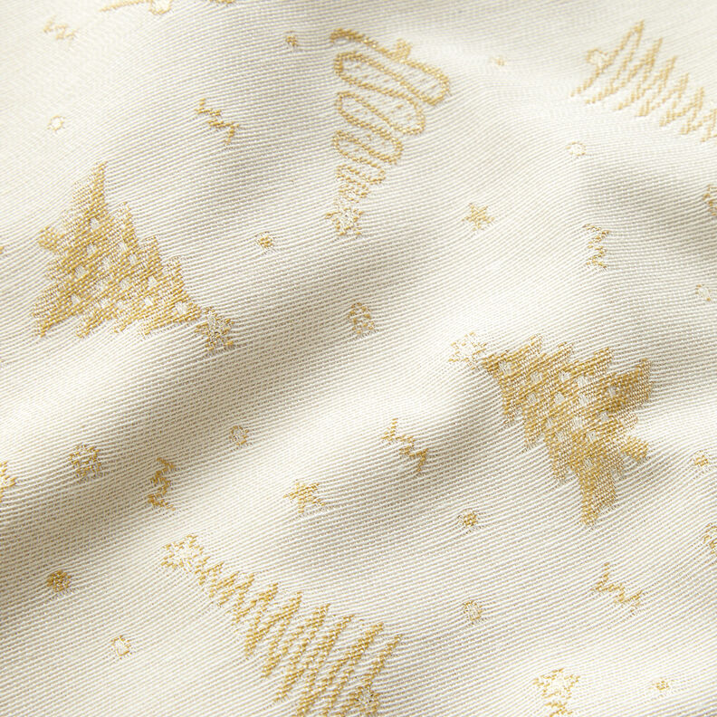 Dekostoff Jacquard Lurex Tannenbäumchen – hellbeige/gold,  image number 2