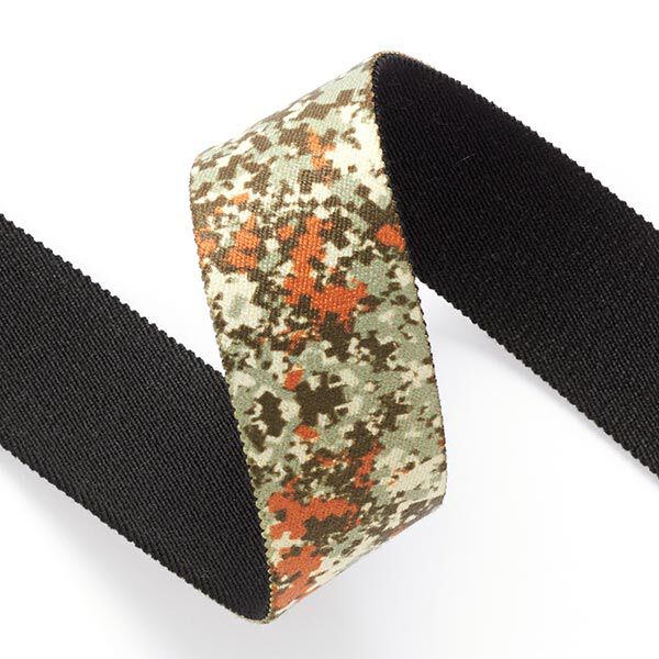 Gurtband Camouflage elastisch  [ 3,5 cm ] – dunkelgrün/terracotta,  image number 2
