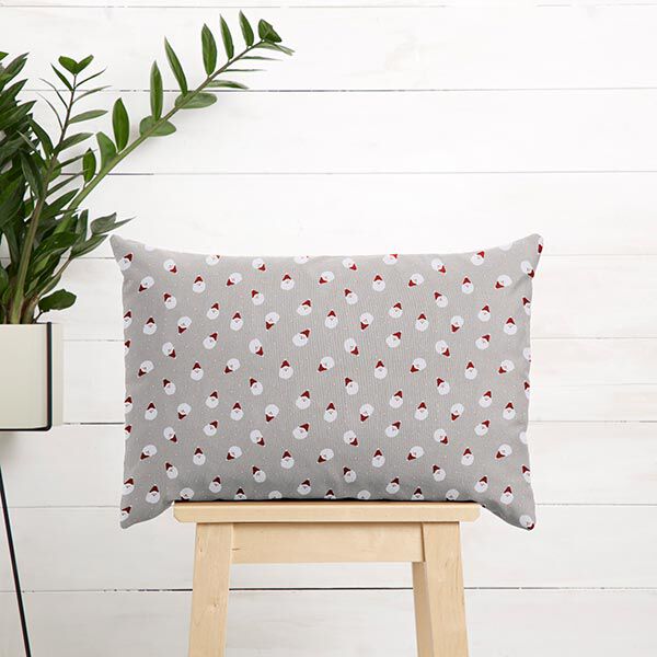 Baumwollstoff Cretonne Nikoläuse – hellgrau | Reststück 50cm