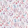 Dekostoff Baumwollpopeline Wildblumen – purpur/petrol,  thumbnail number 1