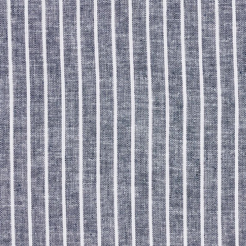 Leinen-Baumwoll-Mix breite Streifen – nachtblau/weiss, image number 1