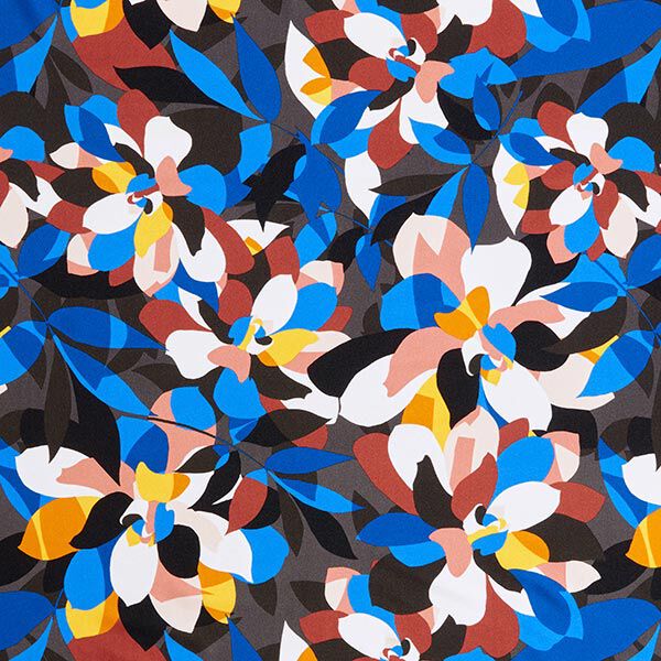 Badeanzugstoff abstrakte Blätter – schwarz, image number 1