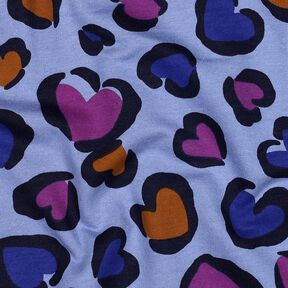 Sweatshirt angeraut bunte Herzen | Poppy Fabrics – stahlblau, 