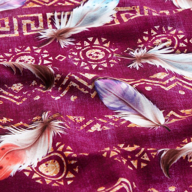 French Terry Boho Federn | Glitzerpüppi – traube/hummer, image number 2