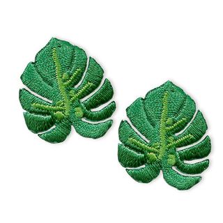 Applikation  Blätter Ficus [ 2,8 x 2,5 cm /  2 Stück ] | Prym – grün, 