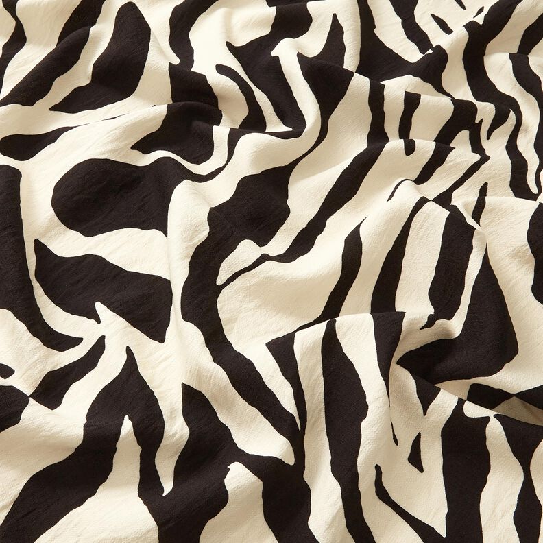 Viskose-Crêpe Zebra-Muster – schwarz/elfenbein, image number 2