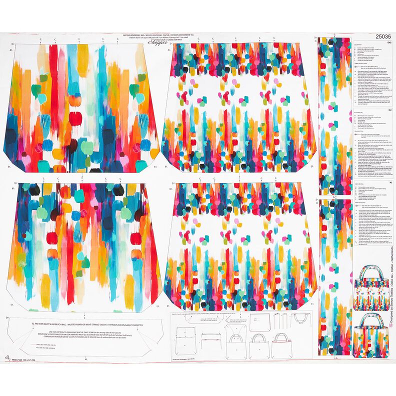 Taschen Panel Canvas bunte Pinseltupfen – weiss, image number 1