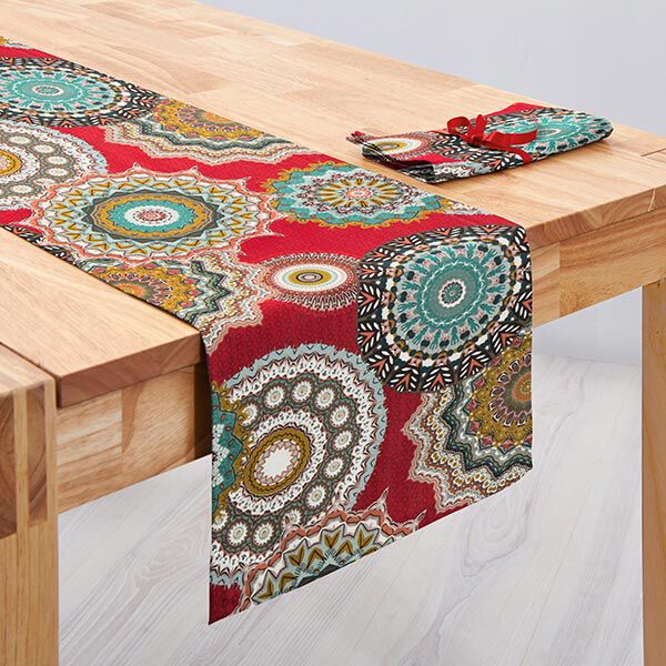 Cretonne Großes Mandala-Muster – rot | Reststück 60cm