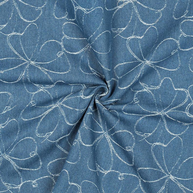 Jeans Jacquard Blumen | Poppy Fabrics – jeansblau,  image number 3