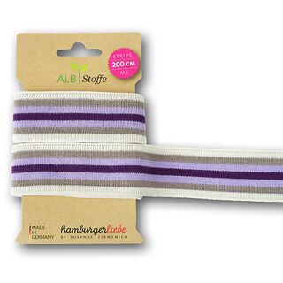 Bio-Jacquardband  Stripe Me College [ 200 cm | 3,5 cm ] | Albstoffe – wollweiss/lila, 
