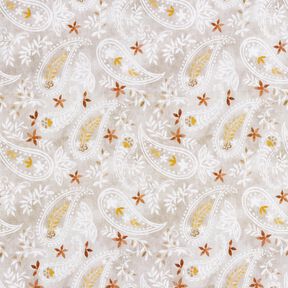 Baumwollpopeline Paisley Blumentraum Digitaldruck – nebelgrau, 