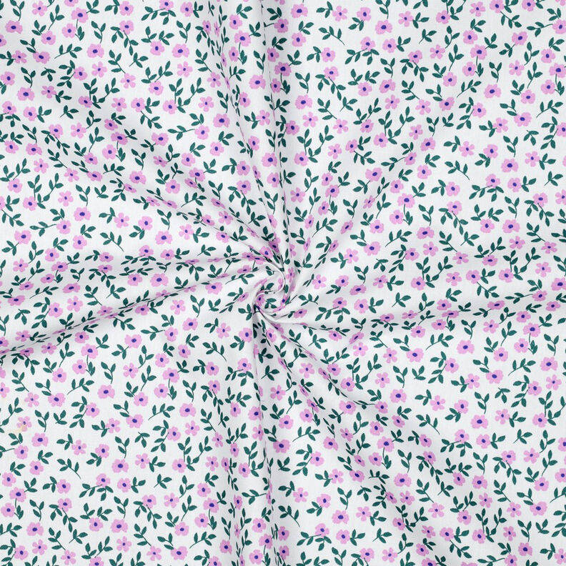 GOTS Baumwollpopeline Streublümchen | Poppy Fabrics – weiss/rosa,  image number 3