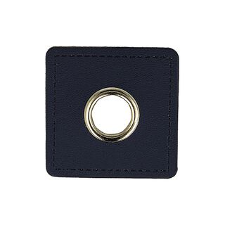 Applikation Kunstlederpatch mit Öse [ 4 Stück / Ø 10 mm ] – blau, 